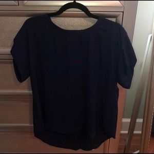 Navy tulip sleeved blouse